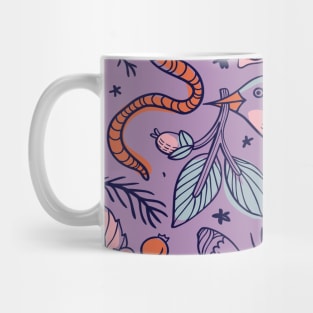 Purple Bird Pattern Mug